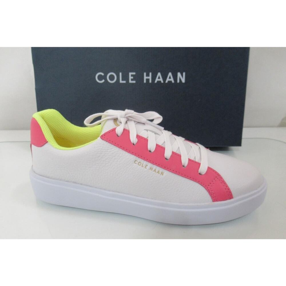 Women's Cole Haan Grand Crosscourt Daily Sneaker Lace Up White / Pink Size 7.5